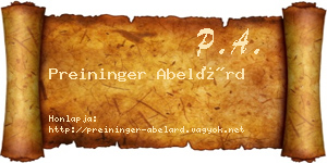 Preininger Abelárd névjegykártya